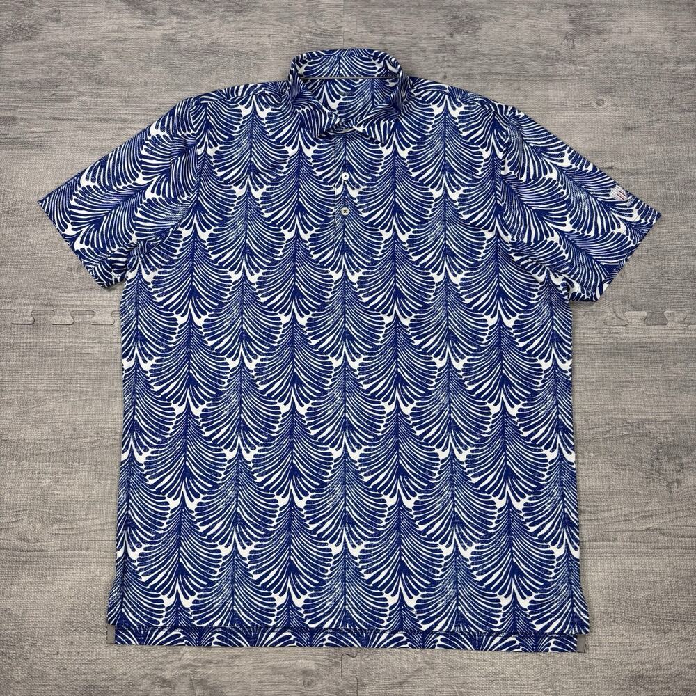 Union League National Golf Club 1862 Johnnie O USA Polo FLORAL Men’s XL Blue AOP